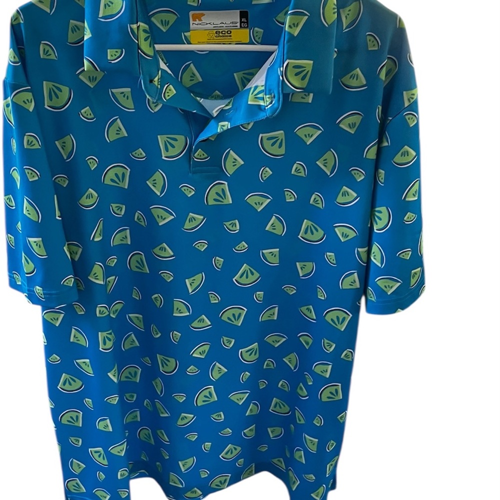 Nicklaus Blue Shirt with Watermelon Print
